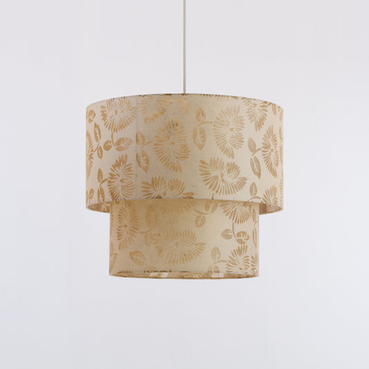 2 Tier Lamp Shade - P09 - Batik Peony on Natural, 40cm x 20cm & 30cm x 15cm