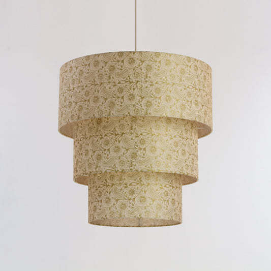 3 Tier Lamp Shade - P69 - Garden Gold on Natural, 50cm x 20cm, 40cm x 17.5cm & 30cm x 15cm