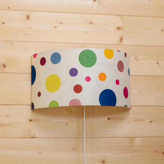 Wall Light - P39 - Polka Dots on Natural Lokta, 36cm(wide) x 20cm(h)