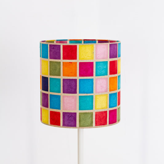 Drum Lamp Shade - P01 - Batik Multi Square, 25cm x 25cm