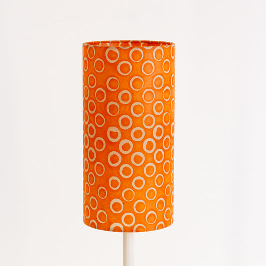 Drum Lamp Shade - P03 - Batik Orange Circles, 15cm(diameter)