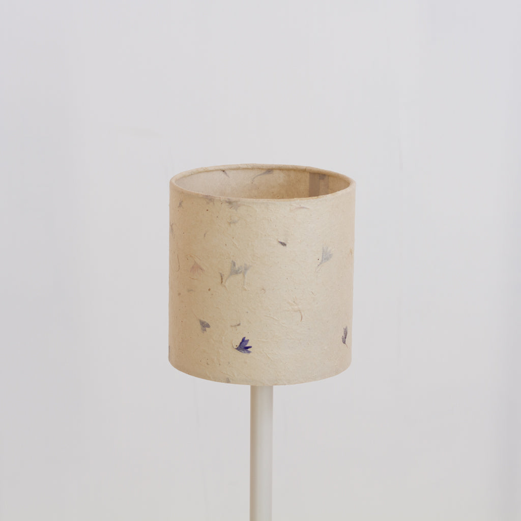 Drum Lamp Shade - P34 ~ Cornflower Petals on Natural Lokta, 15cm(diameter)
