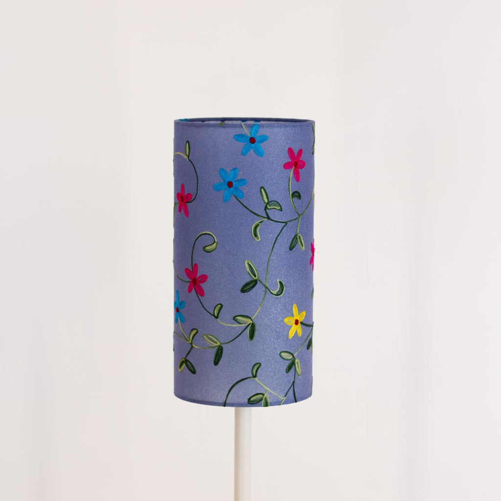 Drum Lamp Shade - P46 ~ Embroidered Evening Blue, 15cm(diameter)
