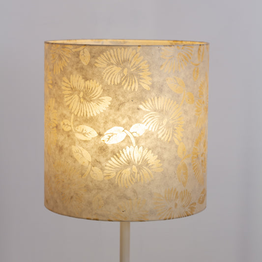 Drum Lamp Shade - P09 - Batik Peony on Natural, 30cm(d) x 30cm(h)