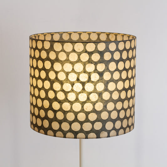 Drum Lamp Shade - P78 ~ Batik Dots on Grey, 35cm(d) x 30cm(h)