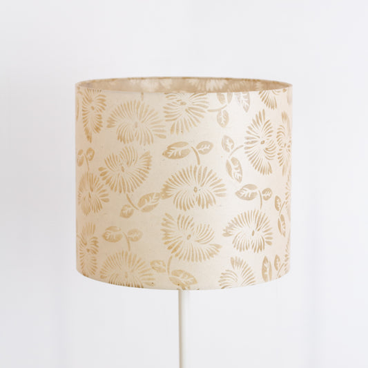 Drum Lamp Shade - P09 - Batik Peony on Natural, 35cm(d) x 30cm(h)