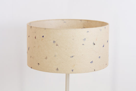 Drum Lamp Shade - P34 - Cornflower Petals on Natural Lokta, 40cm(d) x 20cm(h)