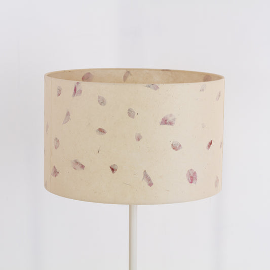 Drum Lamp Shade - P33 - Rose Petals on Natural Lokta, 40cm(d) x 25cm(h)