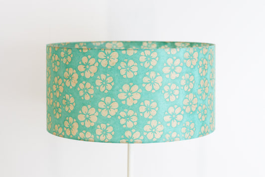 Drum Lamp Shade - P80 - Batik Star Flower Sea Foam, 50cm(d) x 25cm(h)