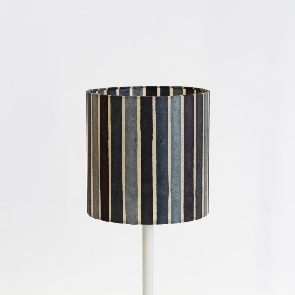 Drum Lamp Shade - P08 - Batik Stripes Grey, 20cm(d) x 20cm(h)