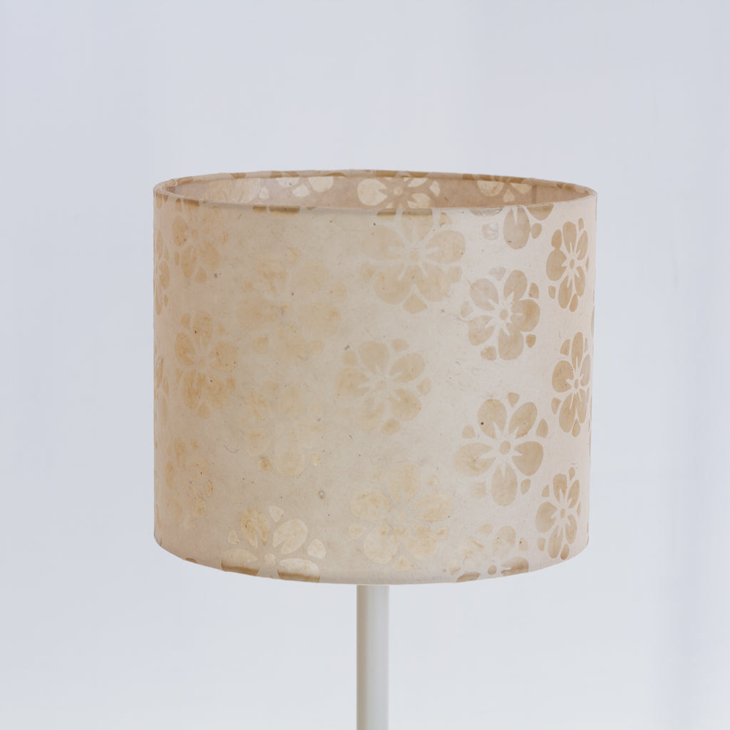 Drum Lamp Shade - P75 ~ Batik Star Flower Natural, 25cm x 20cm