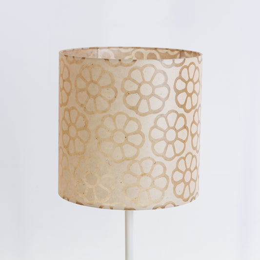 Drum Lamp Shade - P17 - Batik Big Flower on Natural, 30cm(d) x 30cm(h)