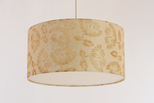 Drum Lamp Shade - P09 - Batik Peony on Natural, 40cm(d) x 20cm(h)