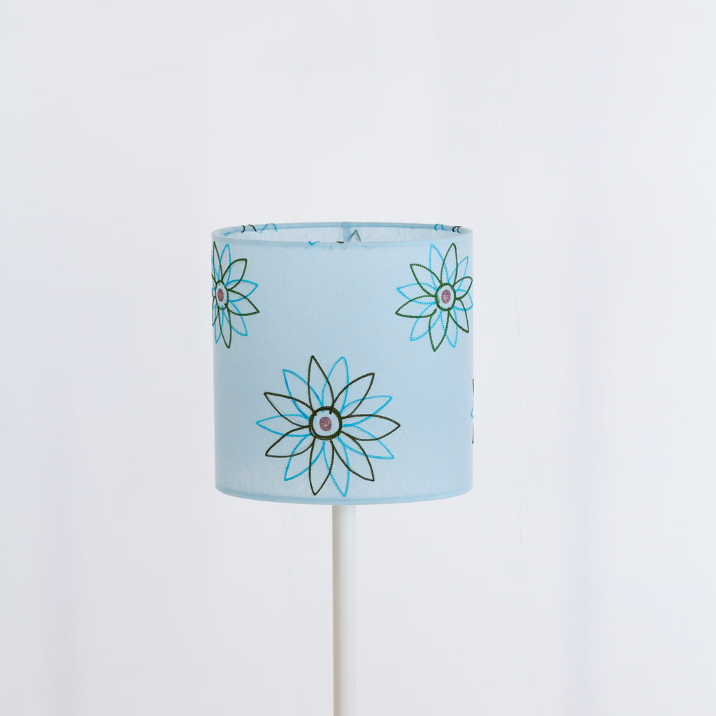 Oval Lamp Shades P45 Embroidered Aqua