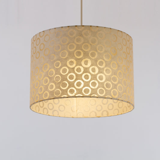 Drum Lamp Shade - P74 - Batik Natural Circles, 30cm(d) x 20cm(h)