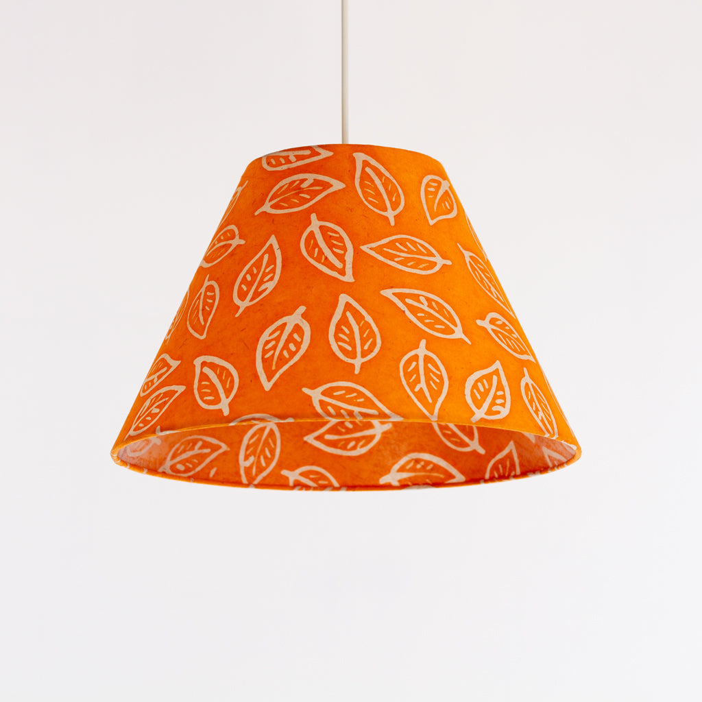Conical Lamp Shade - B123 ~ Batik Leaf Orange, 15cm Top, 35cm Bottom, 22cm Height