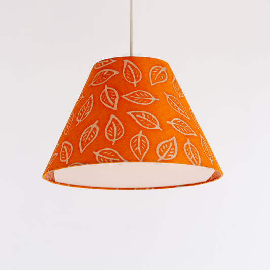 Conical Lamp Shade - B123 ~ Batik Leaf Orange, 15cm Top, 35cm Bottom, 22cm Height
