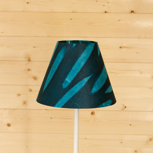 Conical Lamp Shade P99 - Resistance Dyed Teal Bamboo, 15cm(top) x 30cm(bottom) x 22cm(height)