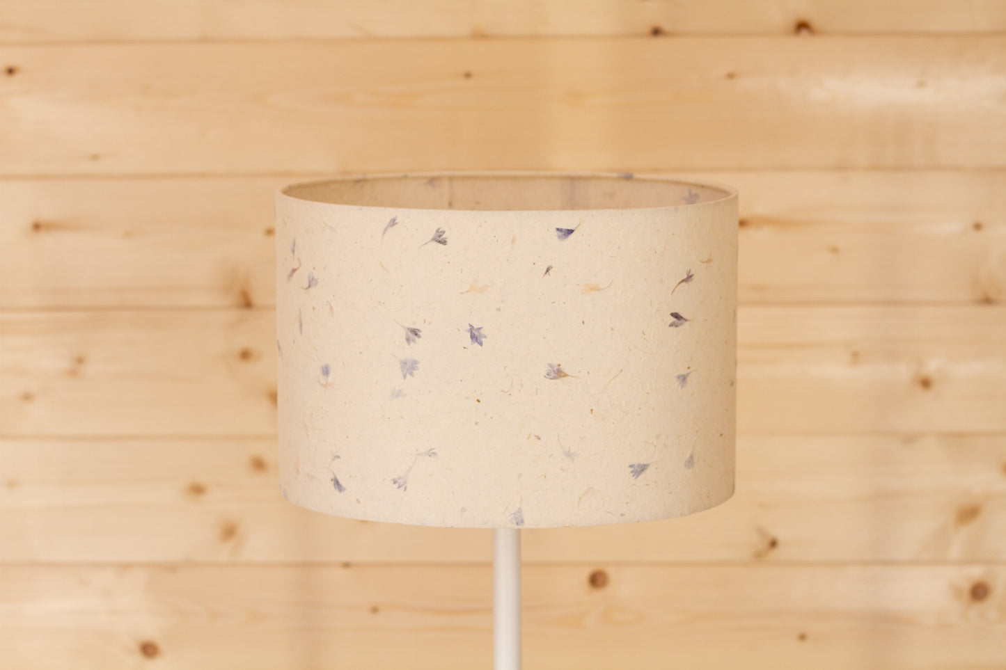 Oval Lamp Shade - P34 - Cornflower Petals on Natural Lokta, 30cm(w) x 20cm(h) x 22cm(d)