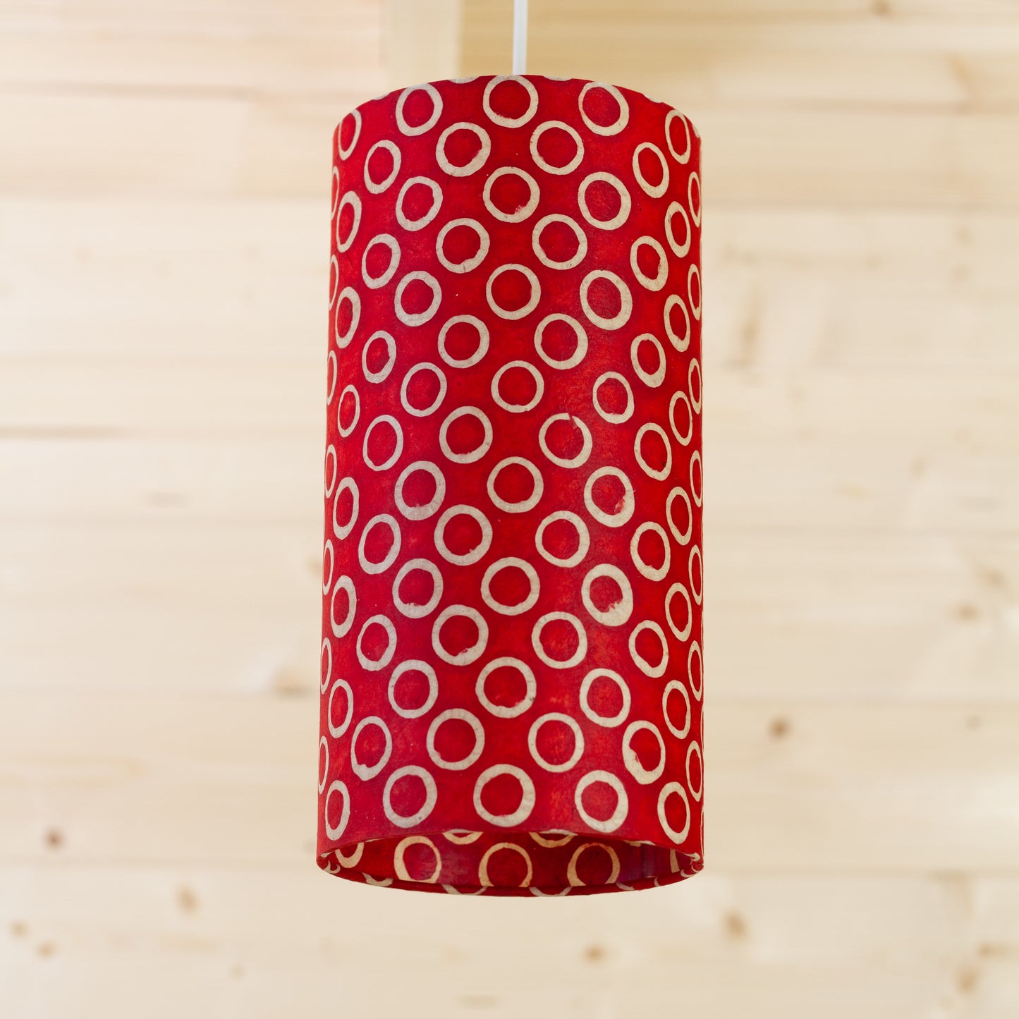 Drum Lamp Shade - P83 ~ Batik Red Circles, 15cm(diameter)