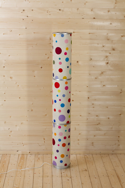 3 Panel Floor Lamp - P39 - Polka Dots on Natural Lokta, 20cm(d) x 1.4m(h)