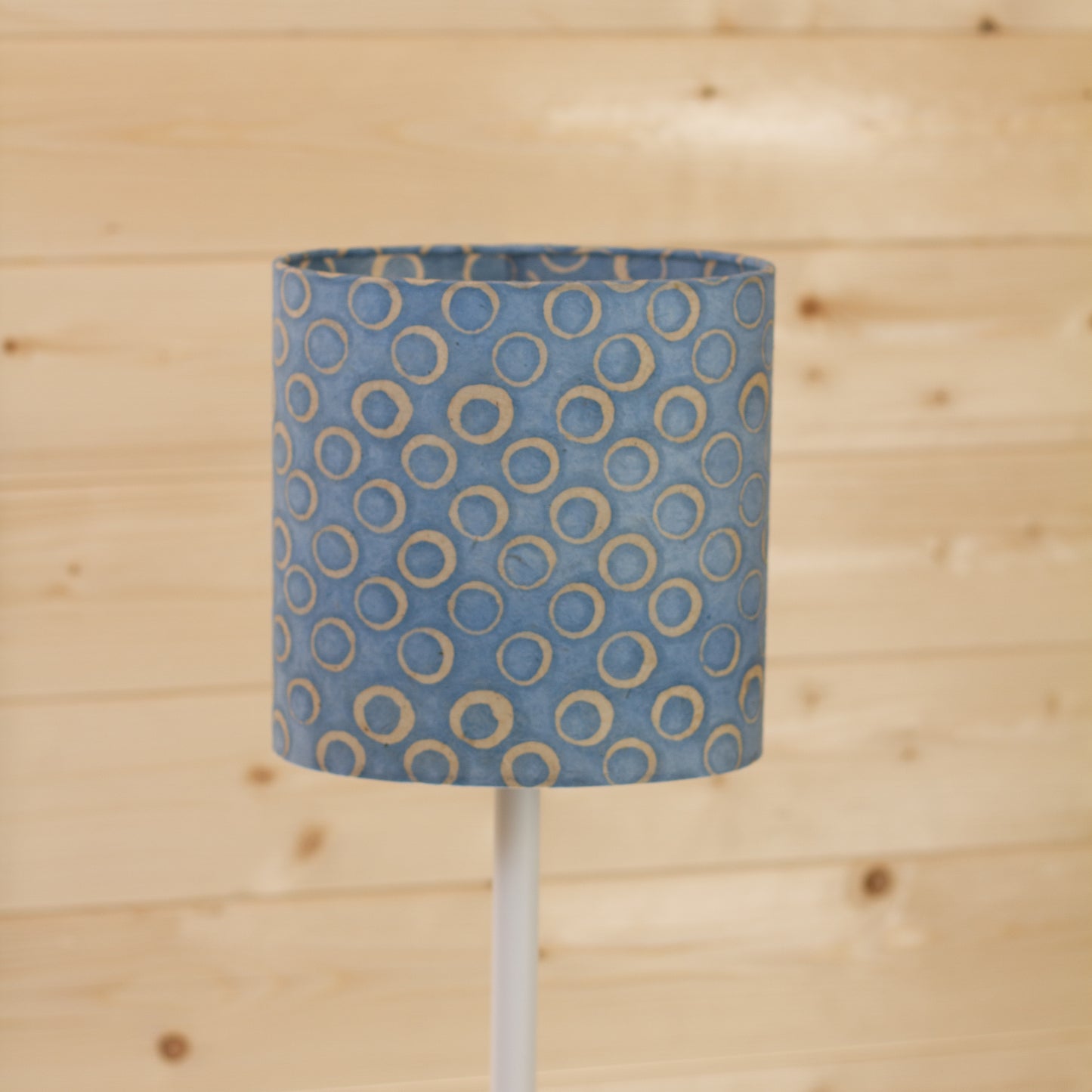 Oval Lamp Shade - P72 - Batik Blue Circles, 20cm(w) x 20cm(h) x 13cm(d)