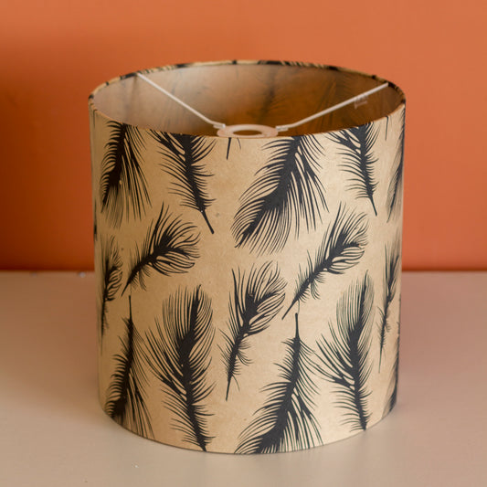 Drum Lamp Shade - B102 - Black Feather, 30cm(d) x 30cm(h)