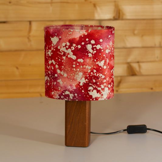 Square Sapele Table Lamp with 20x20cm Oval Lamp Shade B115 Batik Salt Lake