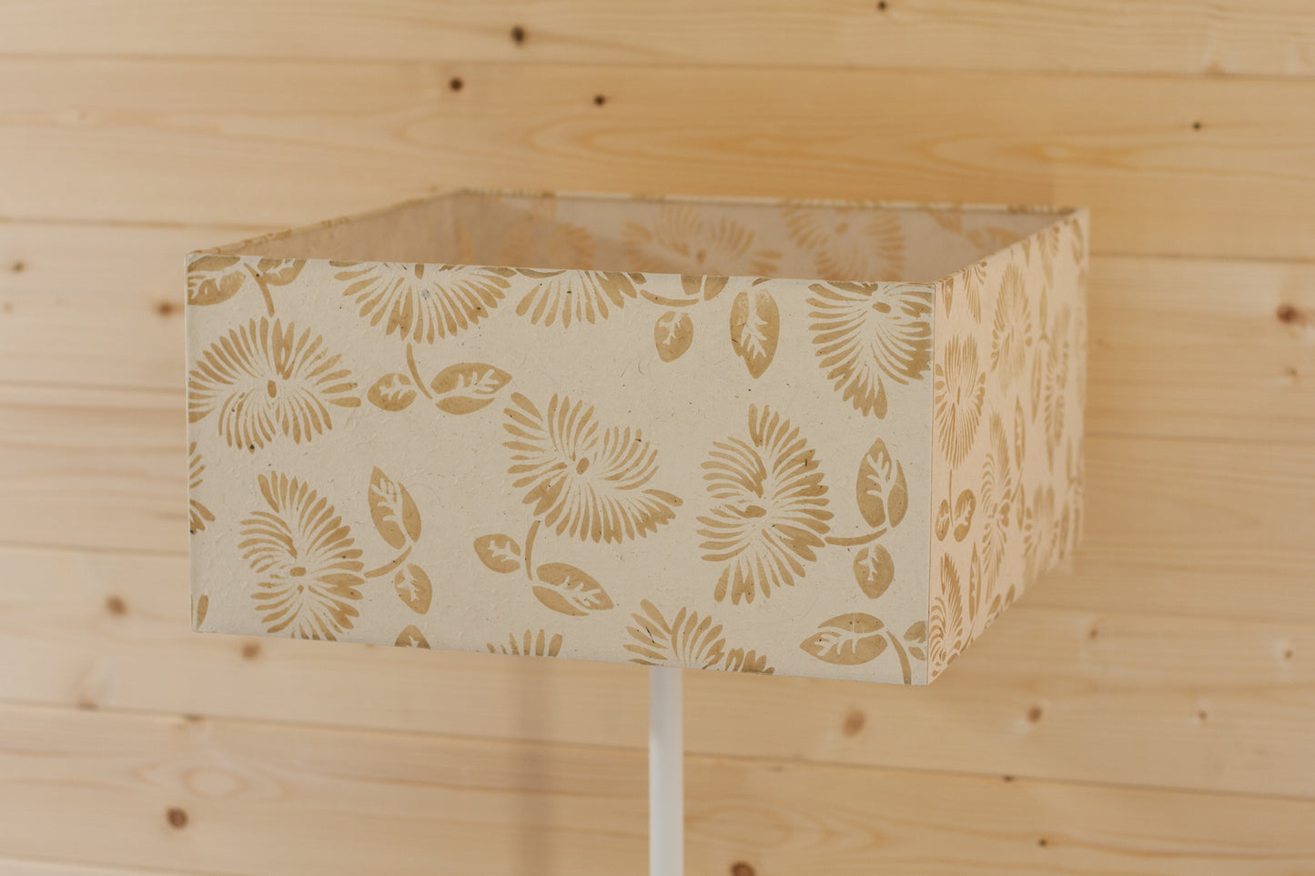 Square Lamp Shade - P09 - Batik Peony on Natural, 40cm(w) x 20cm(h) x 40cm(d)