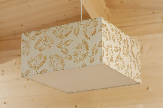 Square Lamp Shade - P09 - Batik Peony on Natural, 40cm(w) x 20cm(h) x 40cm(d)