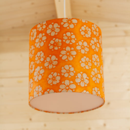 Drum Lamp Shade - P94 - Batik Star Flower on Orange, 30cm(d) x 30cm(h)