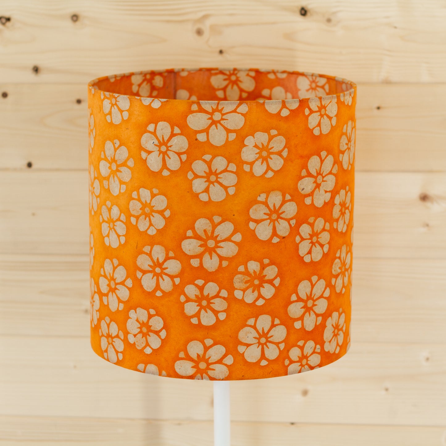 Drum Lamp Shade - P94 - Batik Star Flower on Orange, 30cm(d) x 30cm(h)
