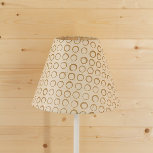 Conical Lamp Shade P74 - Batik Natural Circles, 15cm(top) x 30cm(bottom) x 22cm(height)