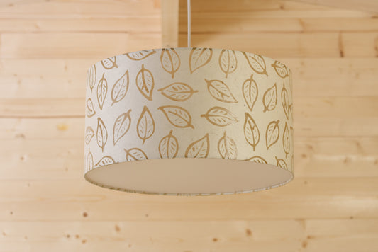 Drum Lamp Shade - P28 - Batik Leaf on Natural, 40cm(d) x 20cm(h)