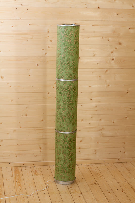 3 Panel Floor Lamp - P29 - Batik Leaf on Green, 20cm(d) x 1.4m(h)
