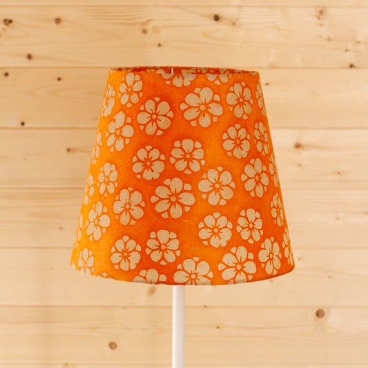 Conical Lamp Shade P94 - Batik Star Flower on Orange, 23cm(top) x 35cm(bottom) x 31cm(height)