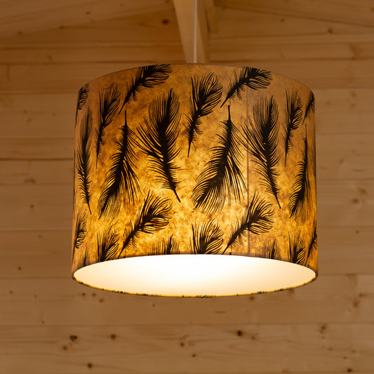 Drum Lamp Shade - B102 - Black Feather, 40cm(d) x 30cm(h)