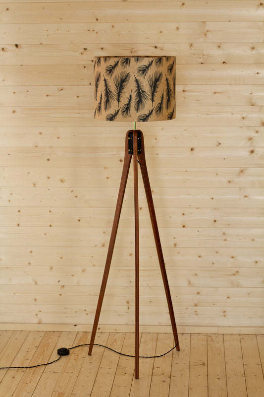 Sapele Tripod Floor Lamp - B102 - Black Feather
