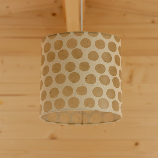 Oval Lamp Shade - P85 ~ Batik Dots on Natural, 20cm(w) x 20cm(h) x 13cm(d)