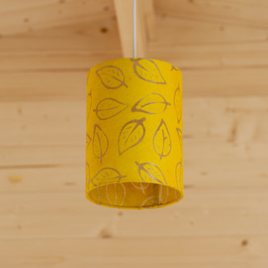 Drum Lamp Shade - B107 ~ Batik Leaf Yellow, 15cm(diameter)