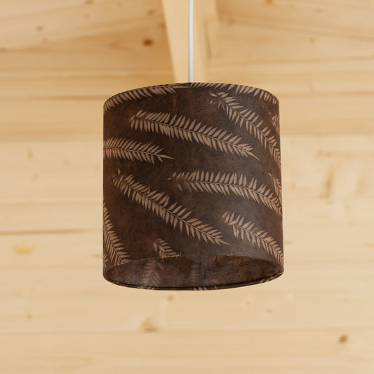 Oval Lamp Shade - P26 - Resistance Dyed Brown Fern, 20cm(w) x 20cm(h) x 13cm(d)