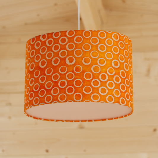 Oval Lamp Shade - P03 - Batik Orange Circles, 30cm(w) x 20cm(h) x 22cm(d)