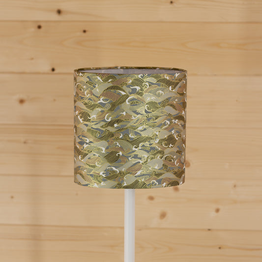 Oval Lamp Shade - W03 ~ Gold Waves on Greys, 20cm(w) x 20cm(h) x 13cm(d)