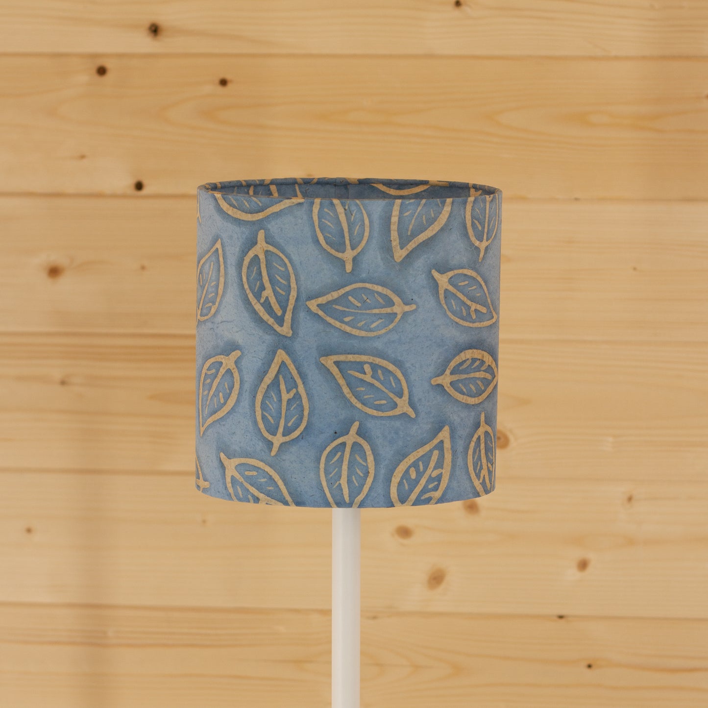 Oval Lamp Shade - P31 - Batik Leaf on Blue, 20cm(w) x 20cm(h) x 13cm(d)