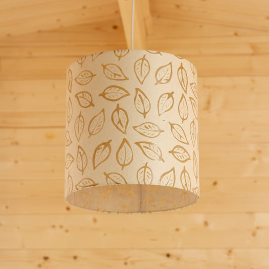 Drum Lamp Shade - P28 - Batik Leaf on Natural, 30cm(d) x 30cm(h)