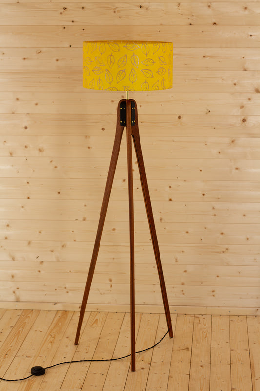 Sapele Tripod Floor Lamp - B107 ~ Batik Leaf Yellow