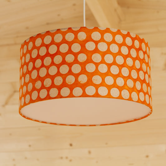 Drum Lamp Shade - B110 ~ Batik Dots on Orange, 40cm(d) x 20cm(h)