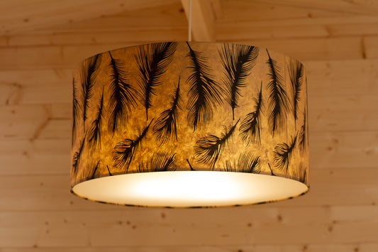 Drum Lamp Shade - B102 - Black Feather, 50cm(d) x 25cm(h)
