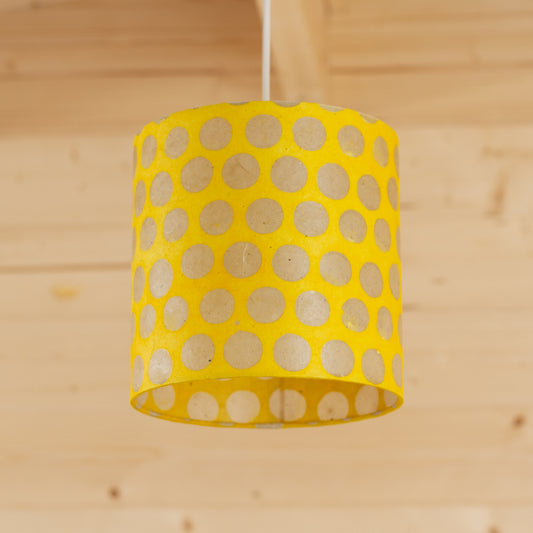 Drum Lamp Shade - P86 ~ Batik Dots on Yellow, 20cm(d) x 20cm(h)