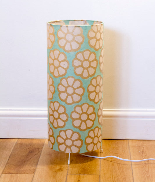 Free Standing Table Lamp Large - P98 ~ Batik Big Flower Seafoam